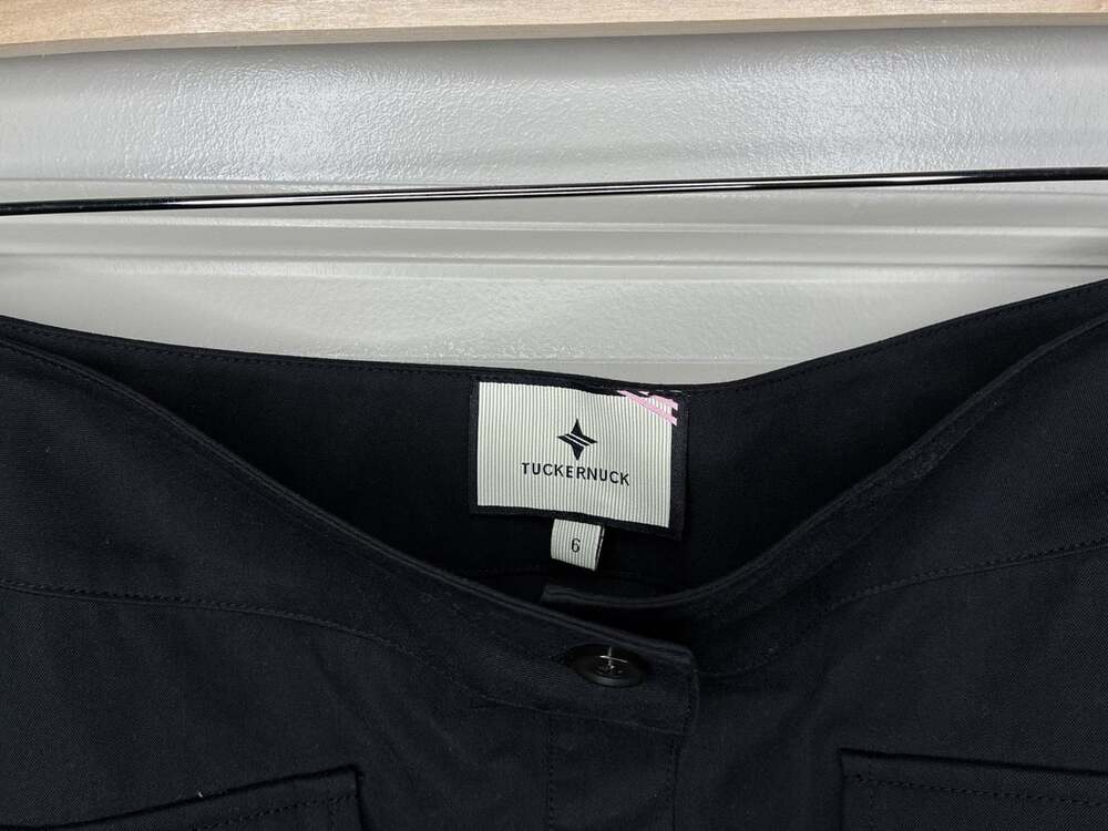 Tuckernuck Kenya A-Line Cotton Midi Skirt in Black Size 6 Pockets Buttons - Picture 3 of 7